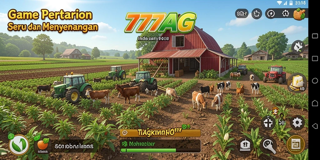 Screenshot gameplay 777AG menampilkan aktivitas pertanian yang menarik.