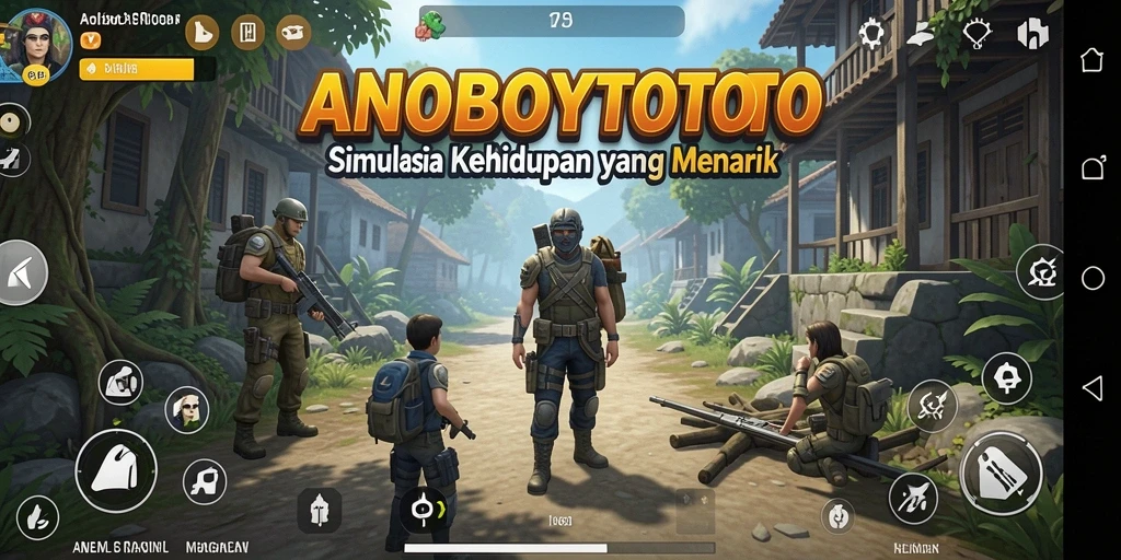 Screenshot gameplay ANOBOYTOTO menampilkan karakter yang berinteraksi dengan lingkungan.
