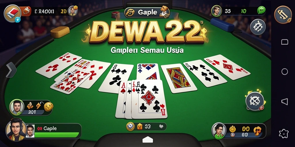 Screenshot DEWA22 menampilkan momen seru dalam permainan Gaple.