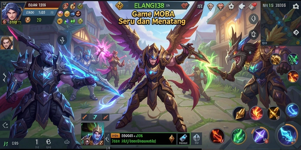 Tampilan gameplay seru dengan aksi MOBA yang intens.
