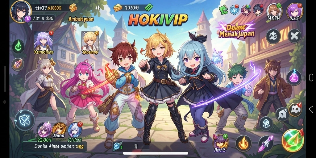 Screenshot HOKIVIP menampilkan karakter anime dalam pertarungan epik.