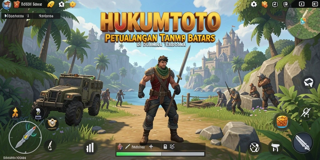 Tampilan gameplay HUKUMTOTO yang menakjubkan di dunia terbuka.