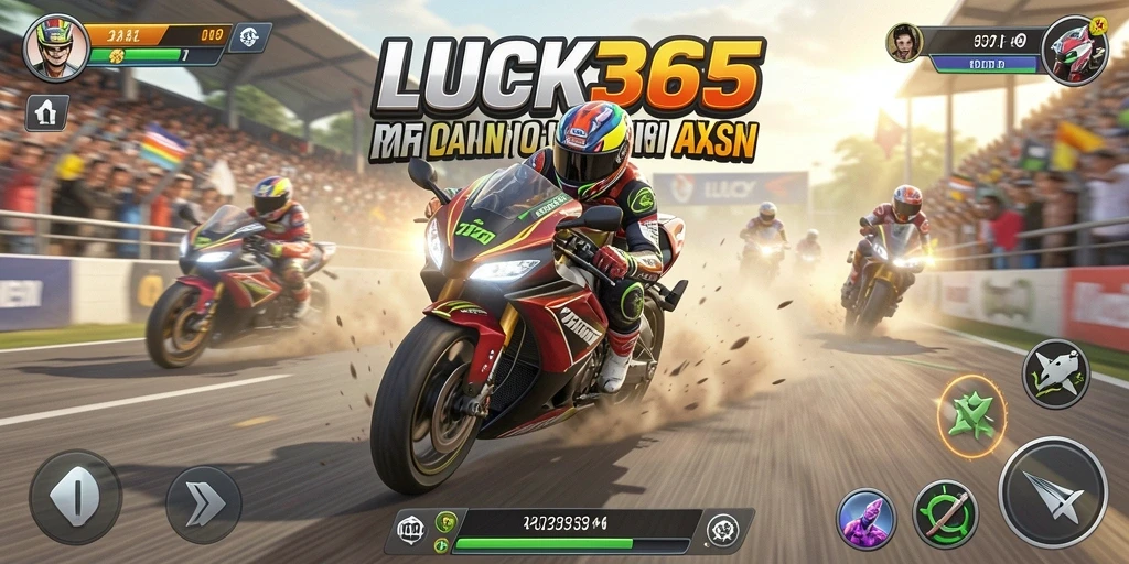 Tampilan gameplay seru di LUCK365 dengan balapan motor yang menegangkan.