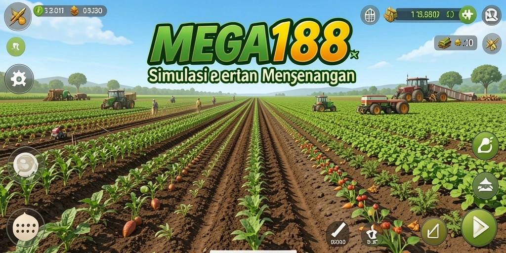 Gameplay MEGA188 yang menggambarkan keseruan bertani.