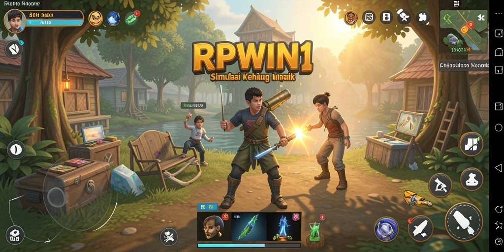 Tampilan gameplay RPWIN1 dengan karakter dan interaksi yang mendalam.